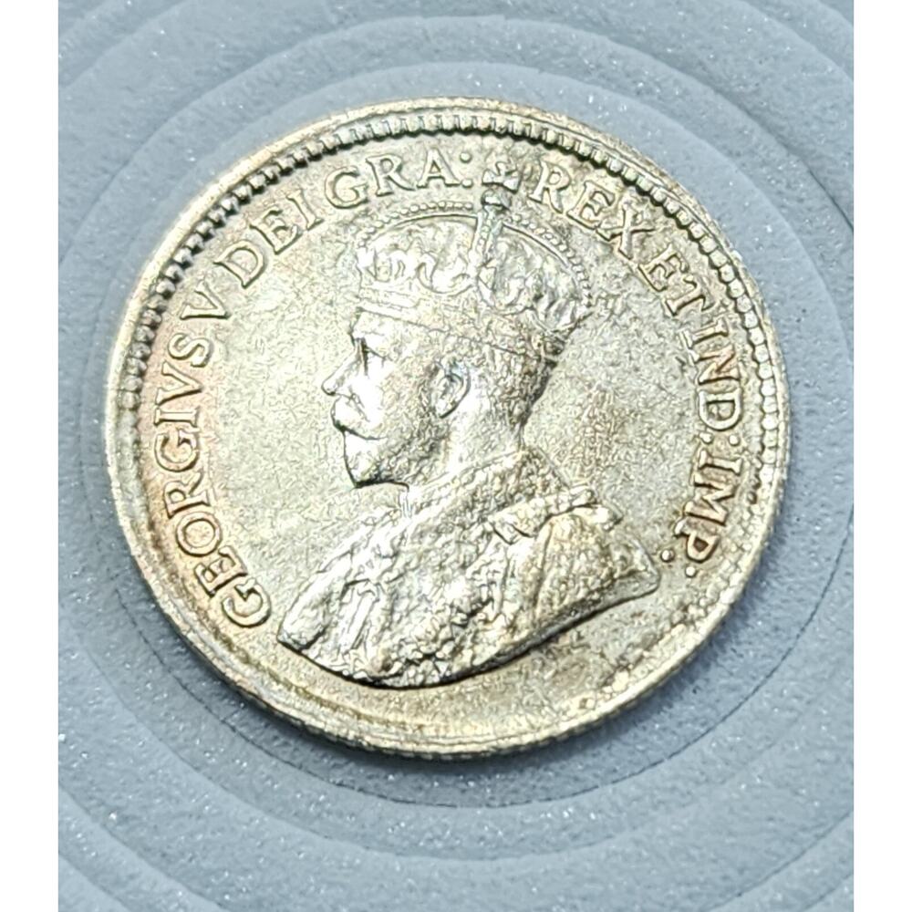 1919 Canada Silver (.925) 5 Cents - Canadian Coin Georgivs V Key Date